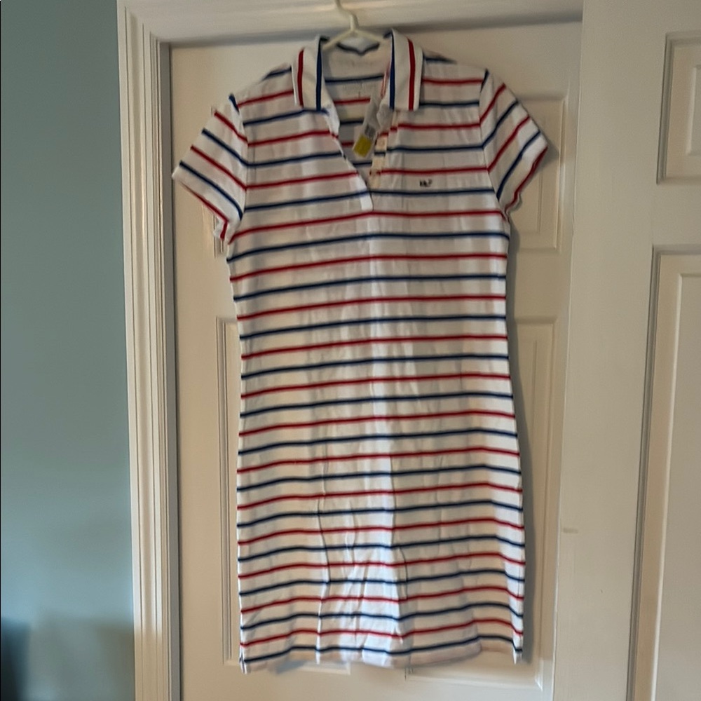 Vineyard Vines Red and Blue Striped Polo Dress